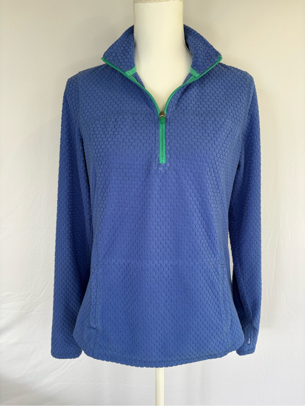 Tek Gear Blue Honeycomb Grid Fleece Technical 1/4 Zip Pullover M